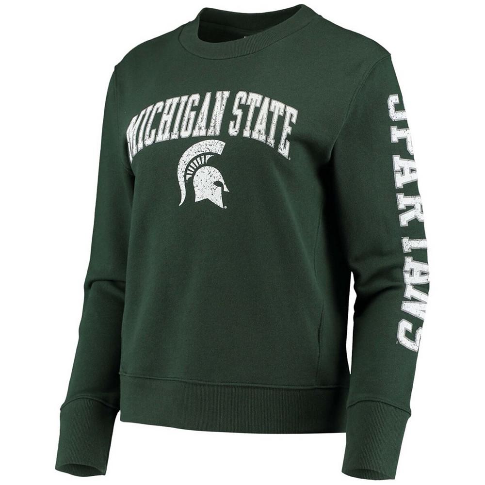 Women's Green Michigan State Spartans University 2.0 Fleece Sweatshirt商品第2张图片规格展示