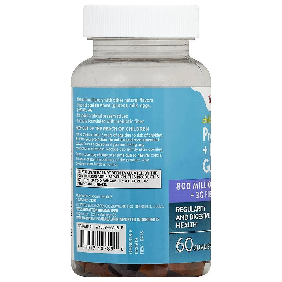 商品Walgreens|Children's Prebiotic + Probiotic Gummies,价格¥119,第4张图片详细描述