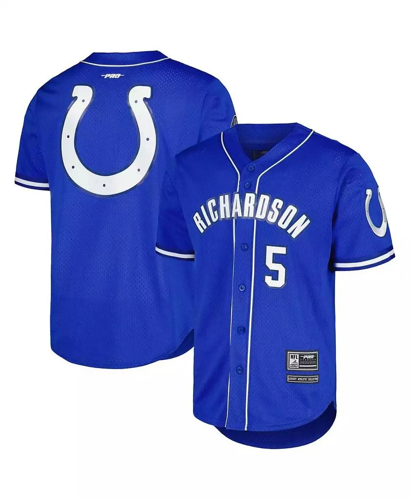 商品Pro Standard|Men's Anthony Richardson Royal Indianapolis Colts Mesh Baseball Button-Up T-shirt,价格¥658,第1张图片