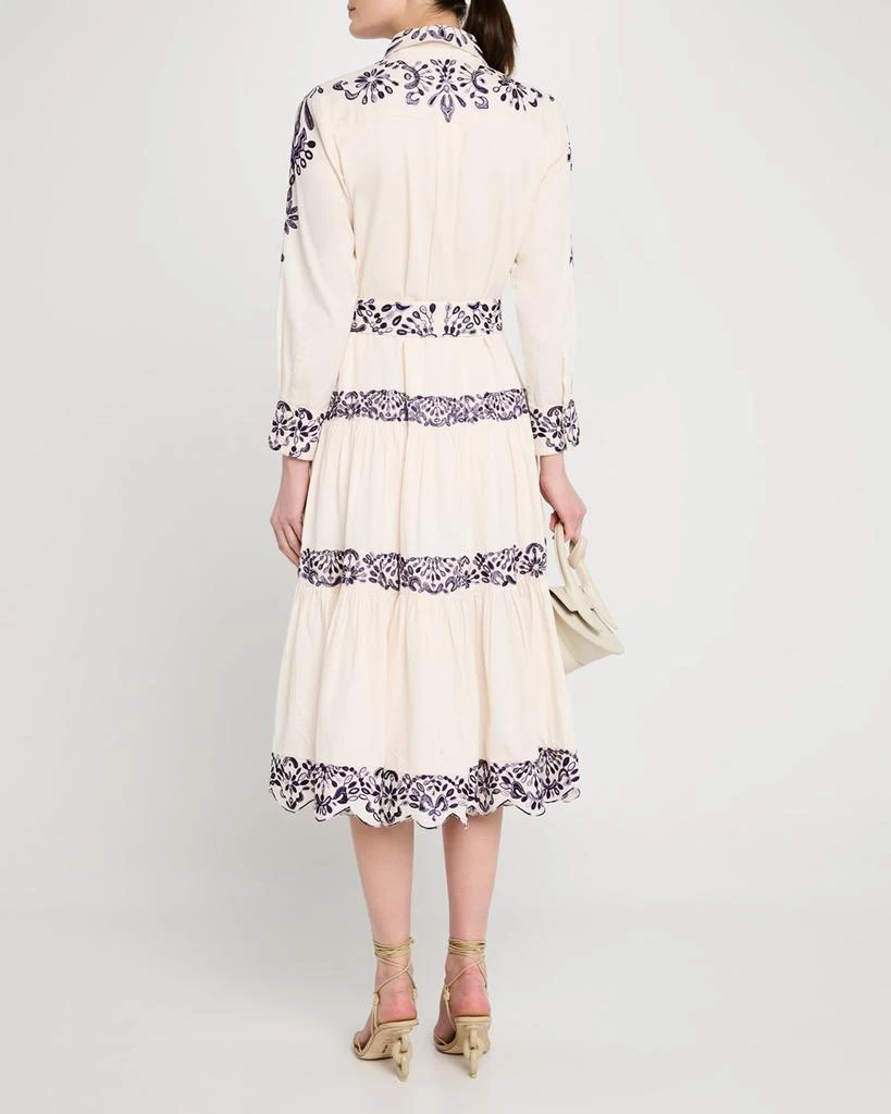 商品FIGUE|Molly Embroidered Tiered Midi Shirtdress,价格¥1610,第3张图片详细描述