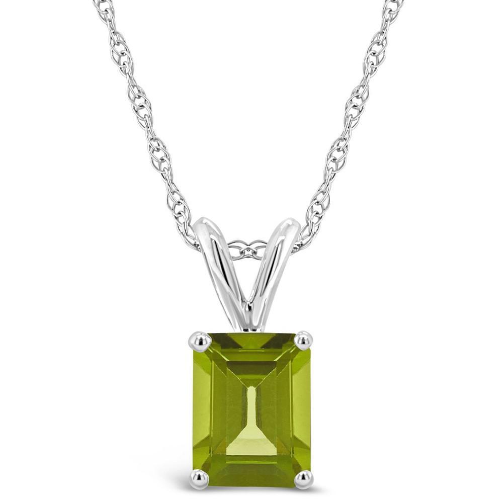 商品Macy's|Peridot Pendant Necklace (1-3/4 ct.t.w) 14K White Gold,价格¥2066,第1张图片