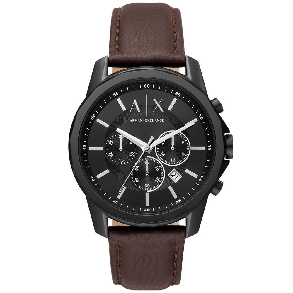 Men's Chronograph Brown Leather Strap Watch商品第1张图片规格展示