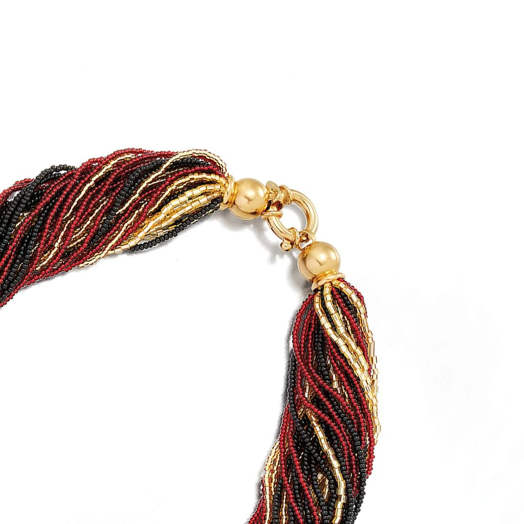 商品Ross-Simons|Ross-Simons Italian Red, Black and Gold Murano Glass Bead Torsade Necklace in 18kt Gold Over Sterling,价格¥932,第4张图片详细描述