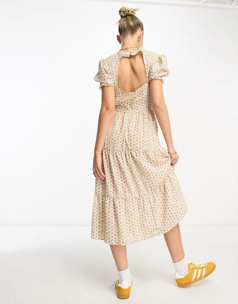 商品Daisy Street|Daisy Street v neck midi tea dress in cream ditsy,价格¥220,第4张图片详细描述