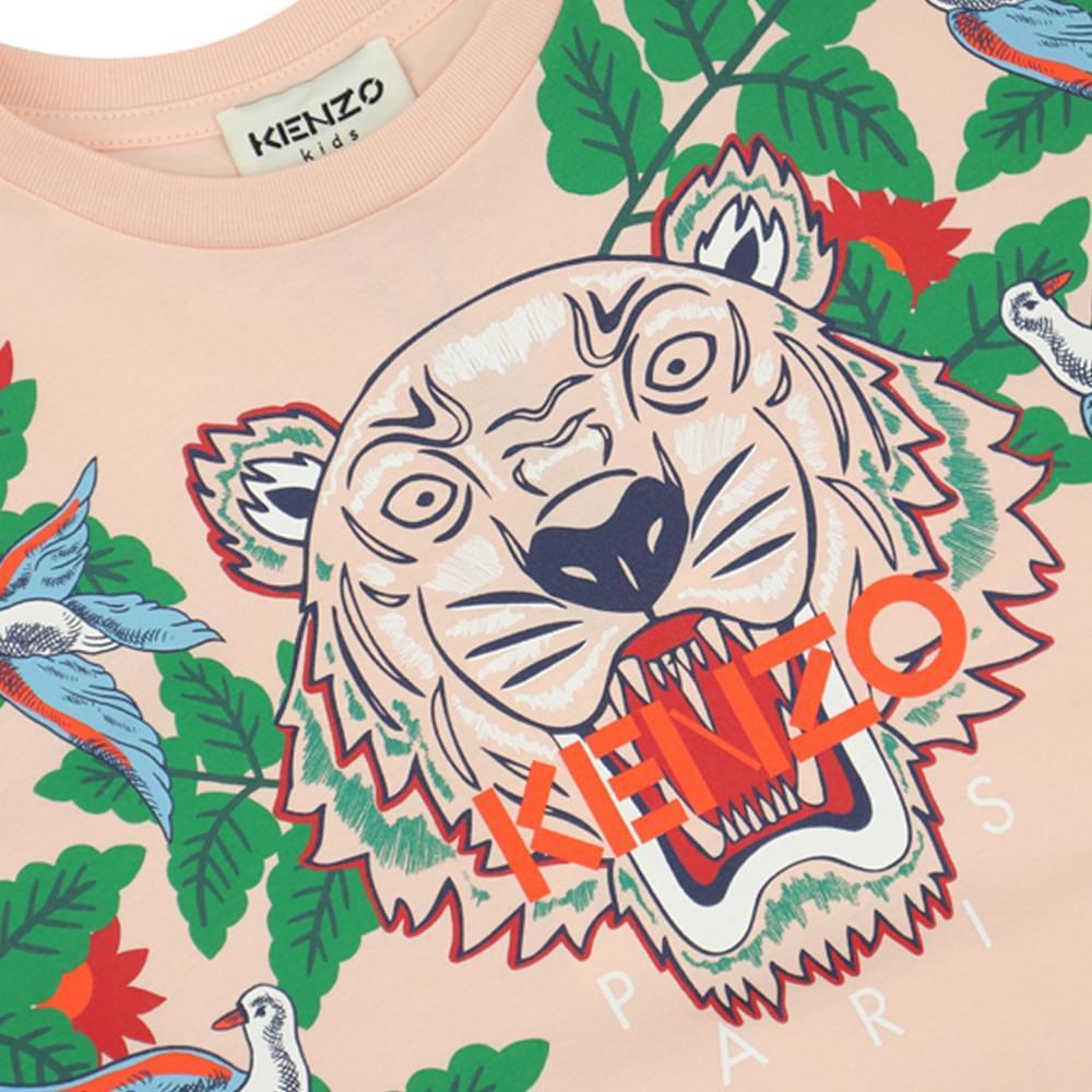 商品Kenzo|Pink Cotton Tiger Dress,价格¥337-¥407,第4张图片详细描述