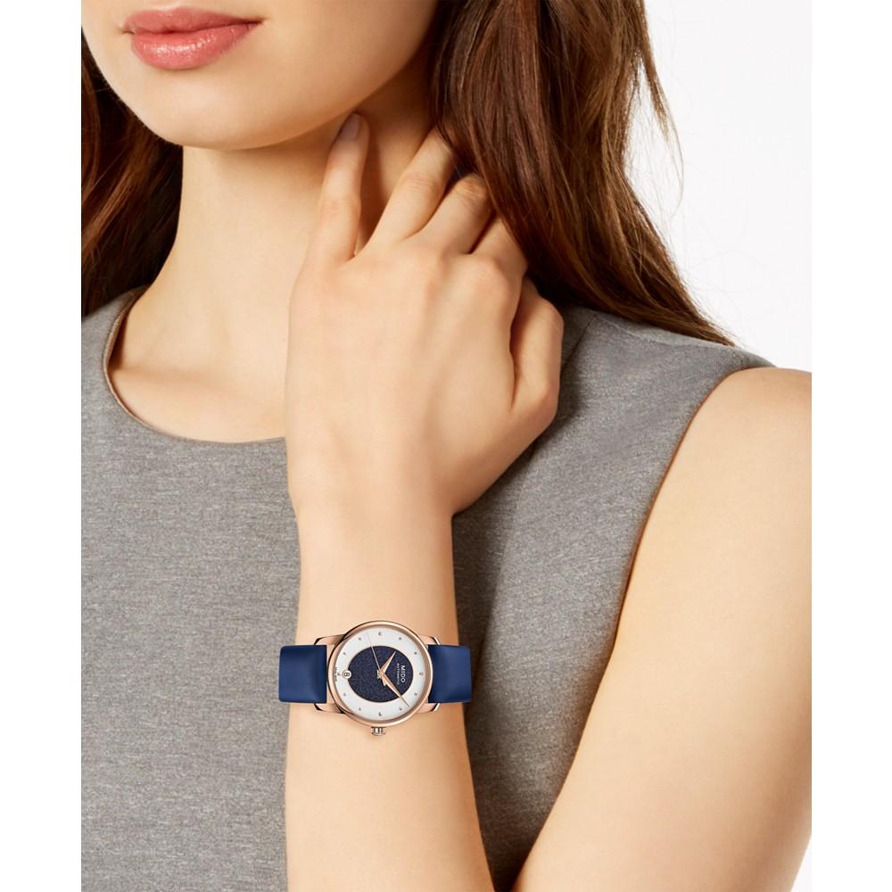 Women's Swiss Automatic Baroncelli Blue Fabric Strap Watch 33mm商品第4张图片规格展示