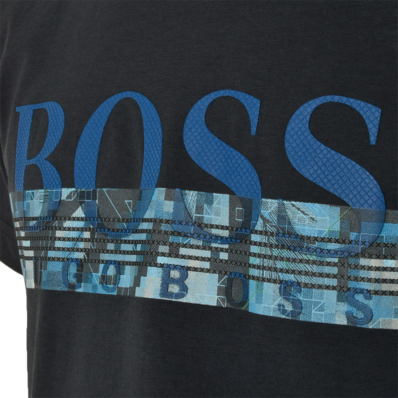 Hugo Boss 雨果博斯 男士深蓝色蓝字棉质短袖T恤 TEE6-50383413-410商品第2张图片规格展示