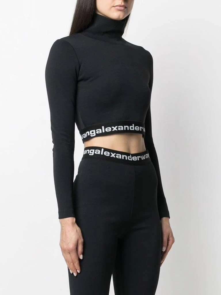 商品Alexander Wang|T BY ALEXANDER WANG WOMEN TEXTURED DOUBLE JERSEY LONG SLEEVE CROPPED TURTLENECK WITH LOGO ELASTIC AT HEM,价格¥1328,第1张图片