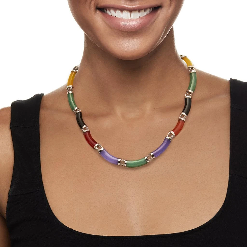 商品Ross-Simons|Ross-Simons Multicolored Jade Necklace in Sterling Silver,价格¥1263,第2张图片详细描述