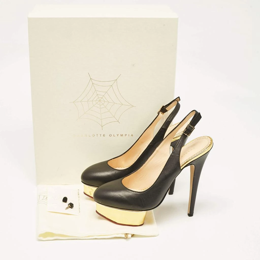 Charlotte Olympia Black Leather Dolly Slingback Pumps Size 38 商品