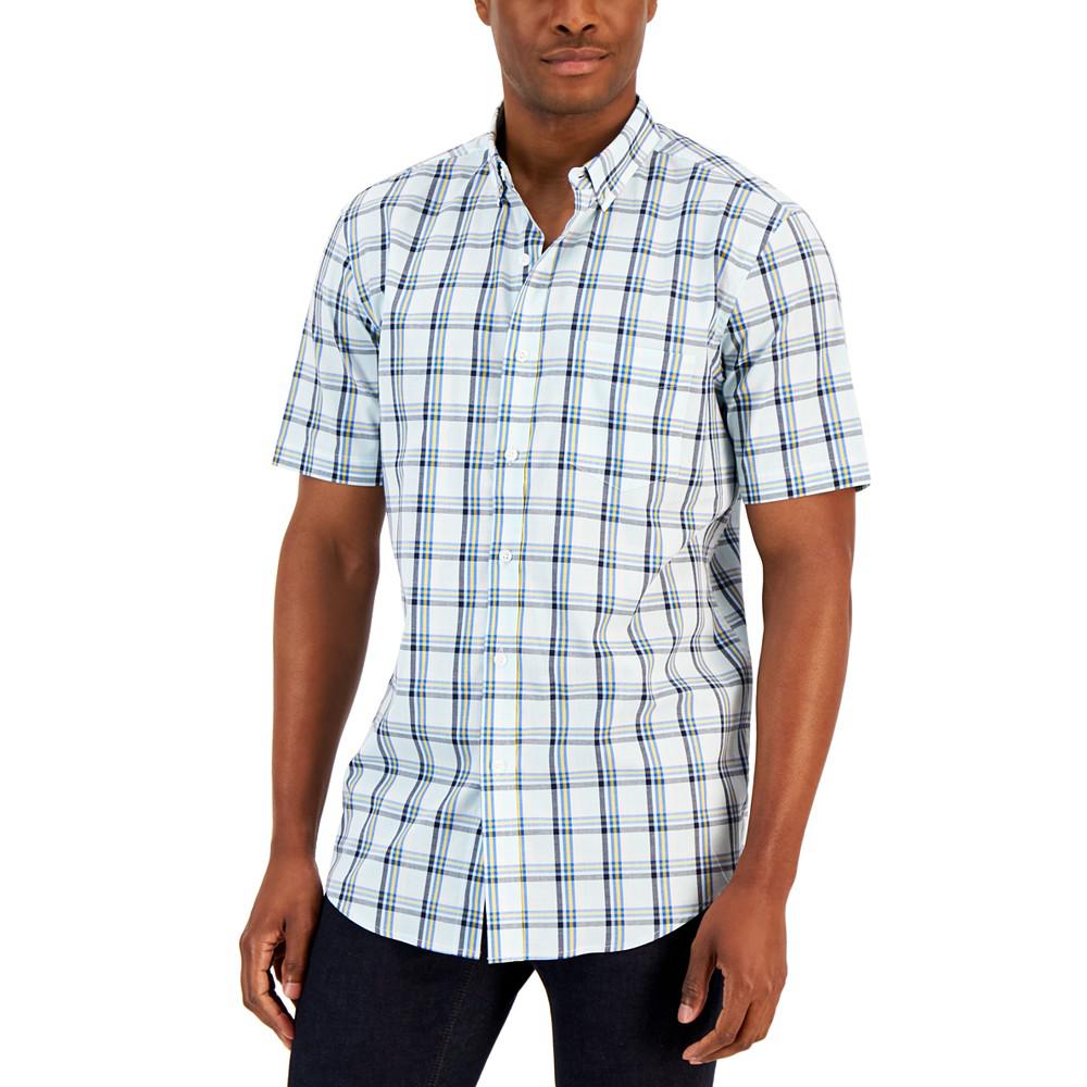 Men's Zac Plaid Poplin Woven Short-Sleeve Shirt, Created for Macy's商品第1张图片规格展示