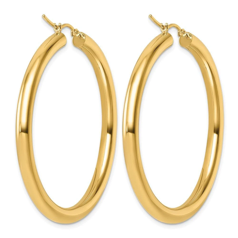 商品Diamond2Deal|14k Yellow Gold 4x50mm Round Hoop Earrings,价格¥11732,第4张图片详细描述