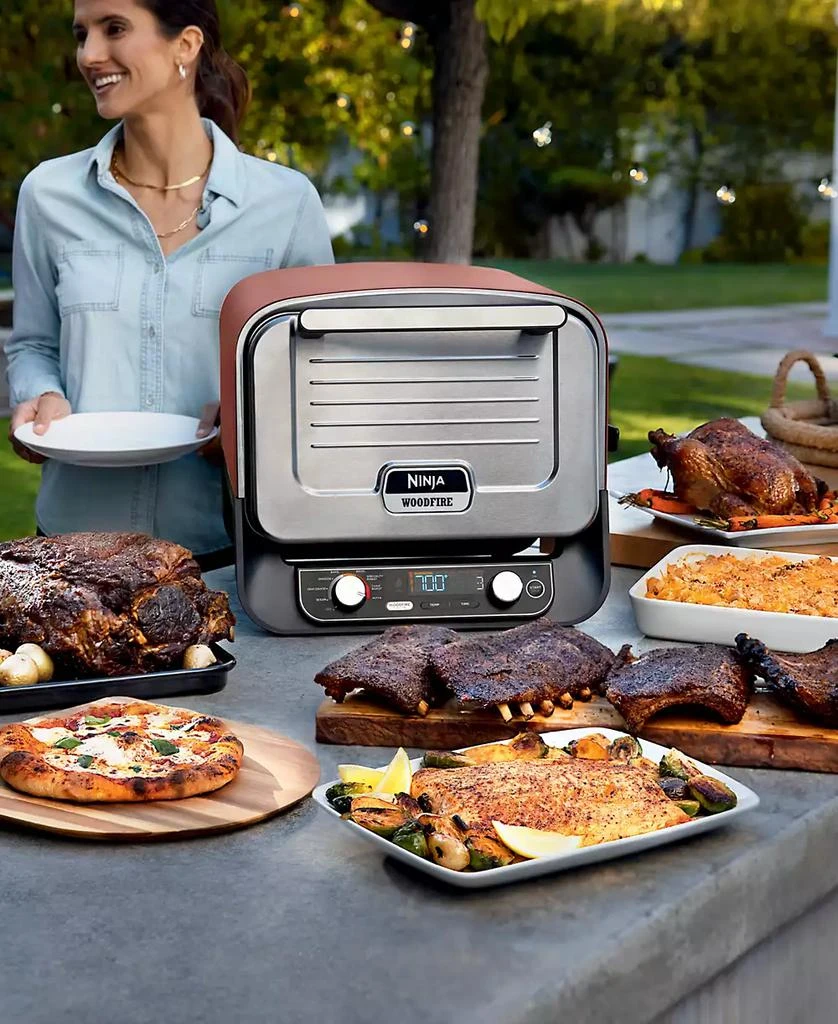 商品Ninja|Woodfire Pizza Oven, 8-in-1 Outdoor Oven, 5 Pizza Settings, Up to 700 Fahrenheit High Heat, BBQ (Barbecue) Smoker - OO101,价格¥2276,第3张图片详细描述