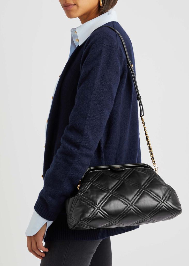 商品Tory Burch|Fleming black quilted leather shoulder bag,价格¥4596,第7张图片详细描述
