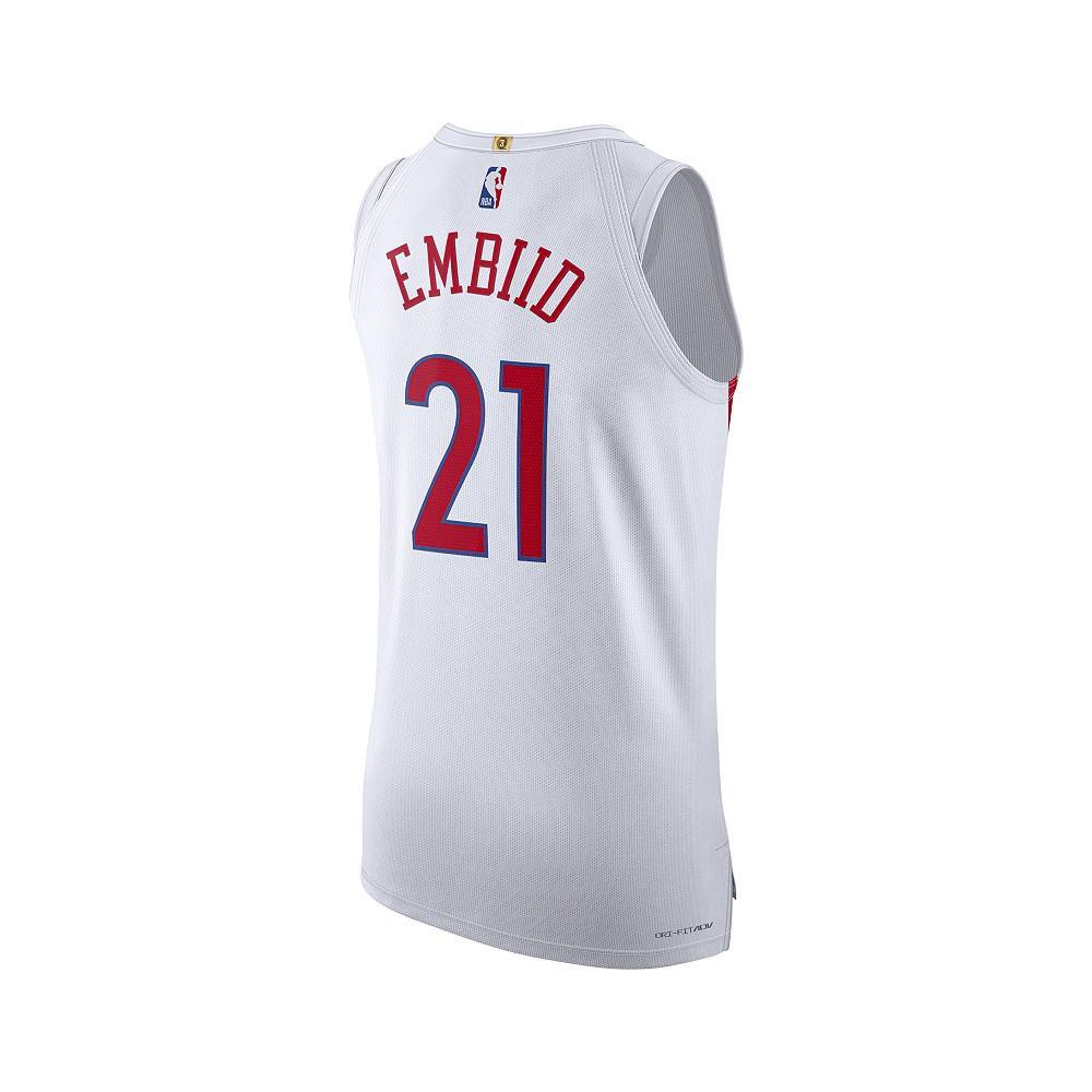 商品NIKE|Men's Joel Embiid White Philadelphia 76ers 2022/23 City Edition Authentic Player Jersey,价格¥1415,第4张图片详细描述