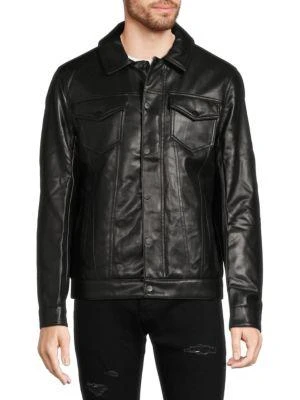商品Michael Kors|Kingsbury Faux Leather Trucker Jacket,价格¥261,第1张图片