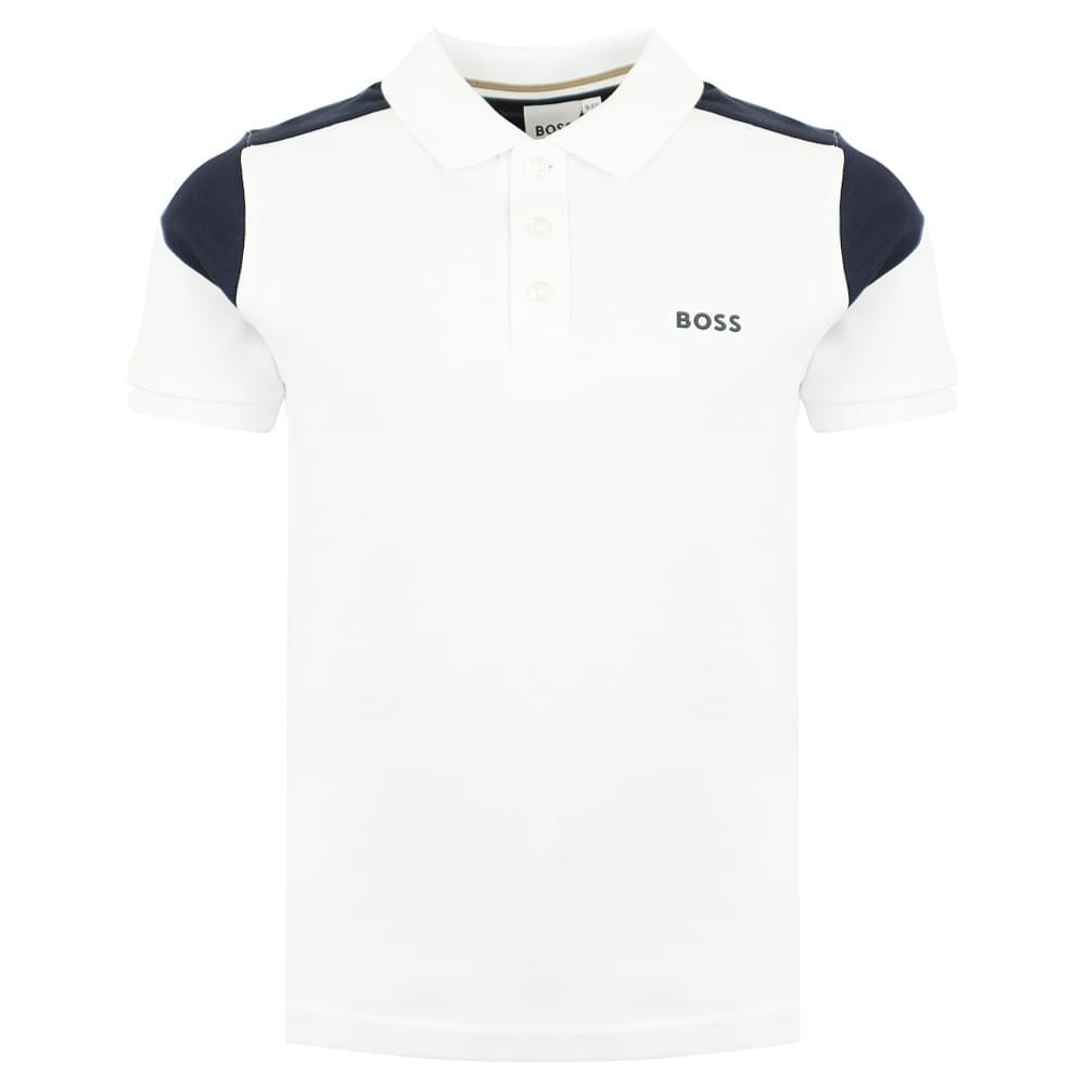商品Hugo Boss|Short Sleeve White & Navy Polo Shirt,价格¥530-¥615,第1张图片