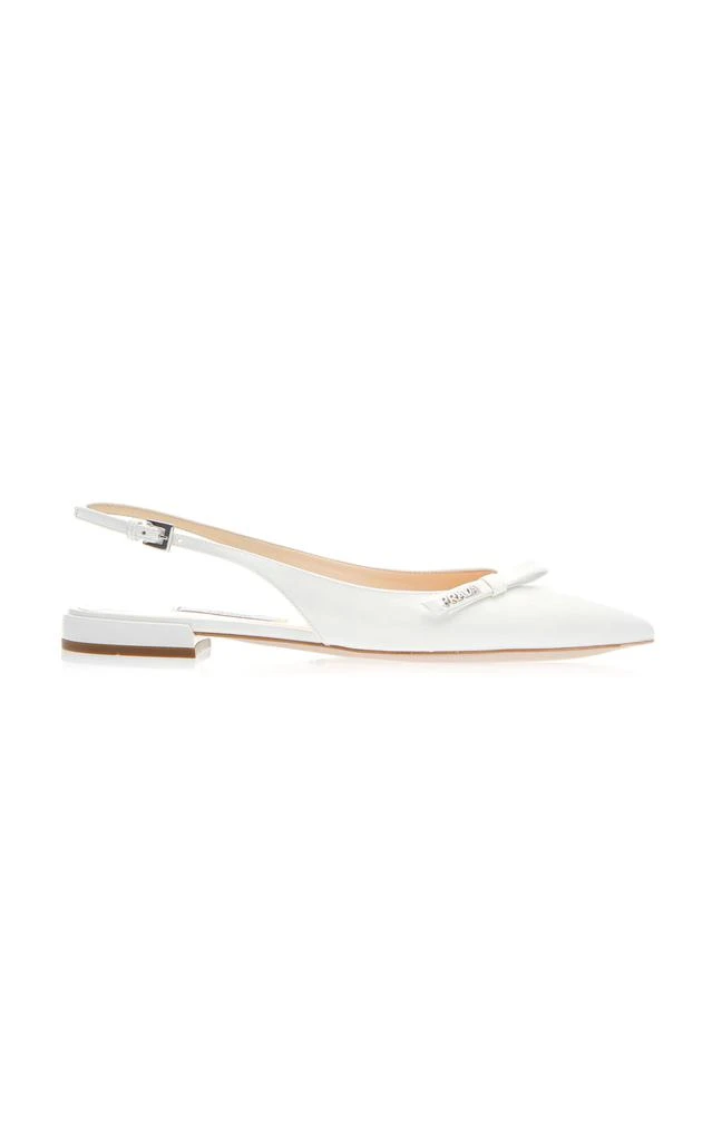 商品Prada|Prada - Bow-Embellished Slingback Textured-Leather Flats - White - IT 35 - Moda Operandi,价格¥5811,第1张图片