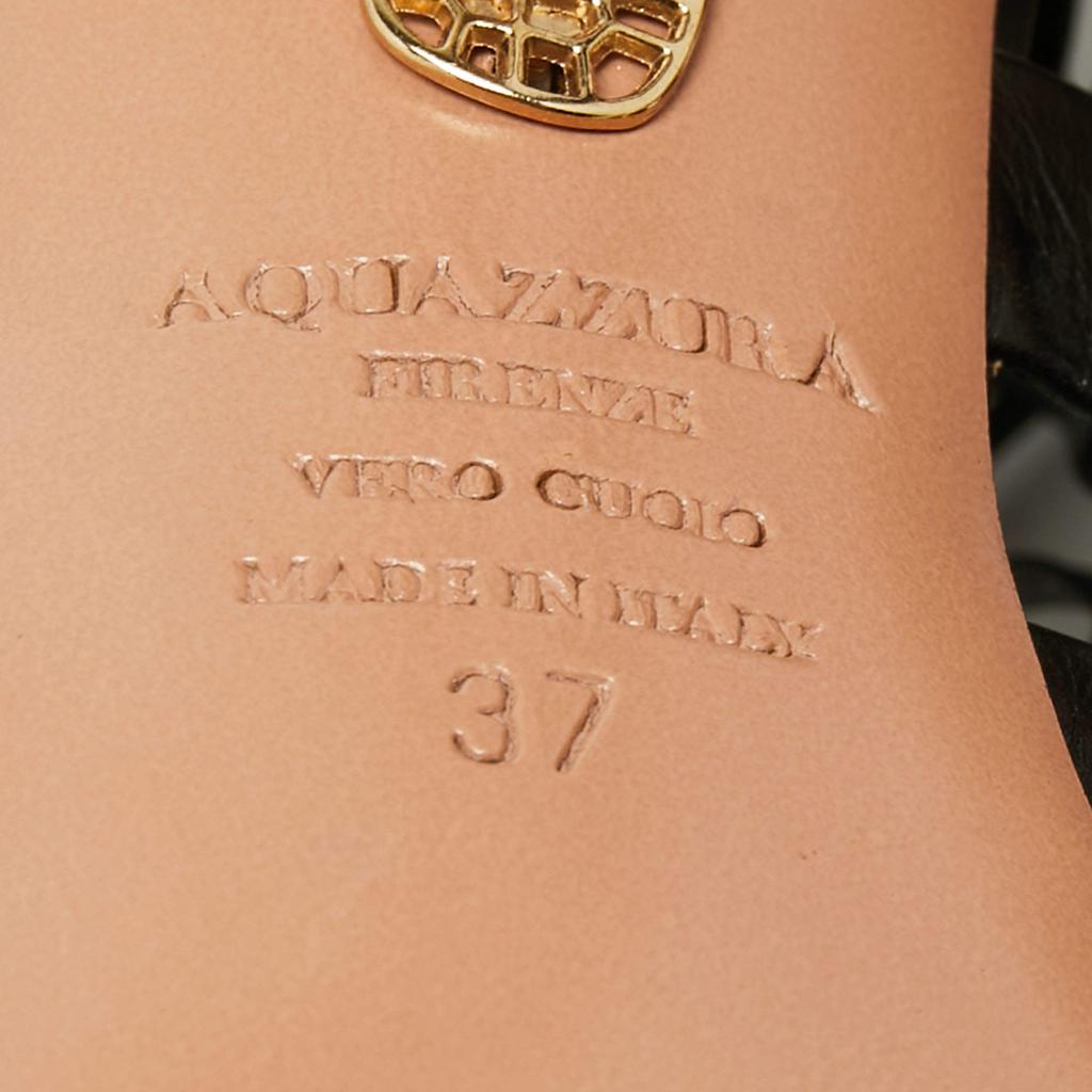 Aquazzura Black Leather Amazon Lace Up Open-Toe Sandals Size 37商品第8张图片规格展示