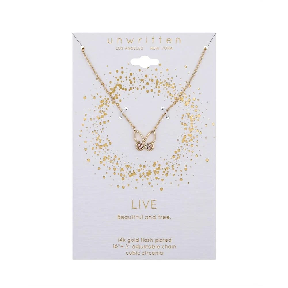 商品Unwritten|14k Gold Plated Multi Colored Cubic Zirconia Butterfly Necklace,价格¥337,第3张图片详细描述