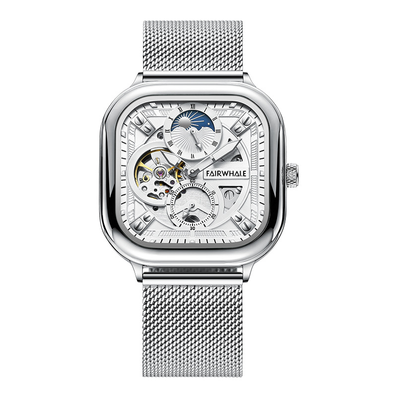 马克华菲潮牌品牌手表男士机械表方形表日月星辰防水夜光手表商品第5张图片规格展示