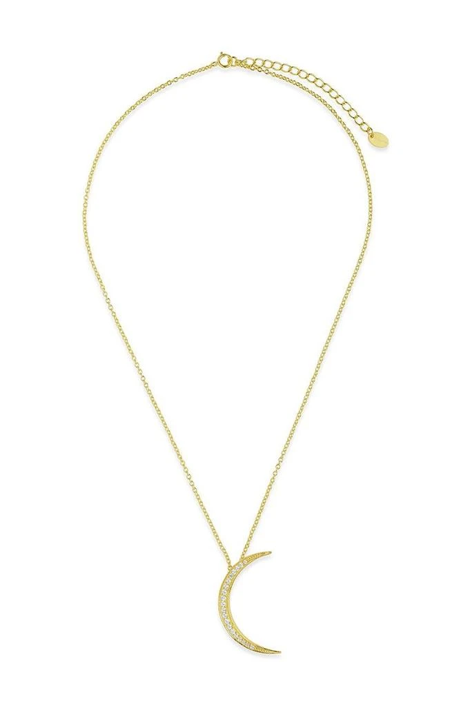 商品Sterling Forever|14K Gold Plated CZ Crescent Moon Pendant Necklace,价格¥150,第1张图片