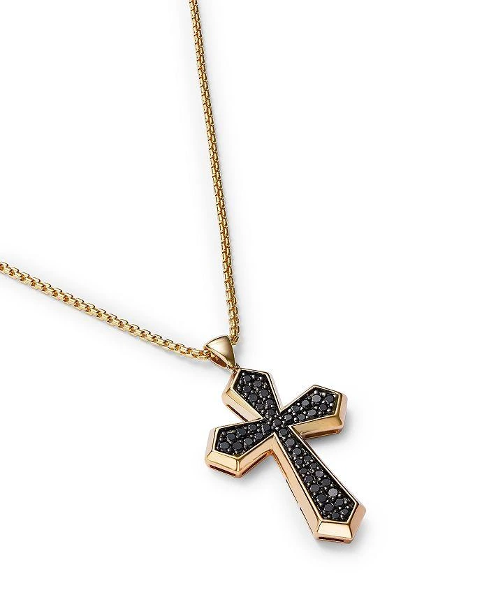 商品Bloomingdale's|Men's Black Diamond Cross Pendant Necklace in 14K Yellow Gold, 1.0 ct. t.w.,价格¥17476,第2张图片详细描述