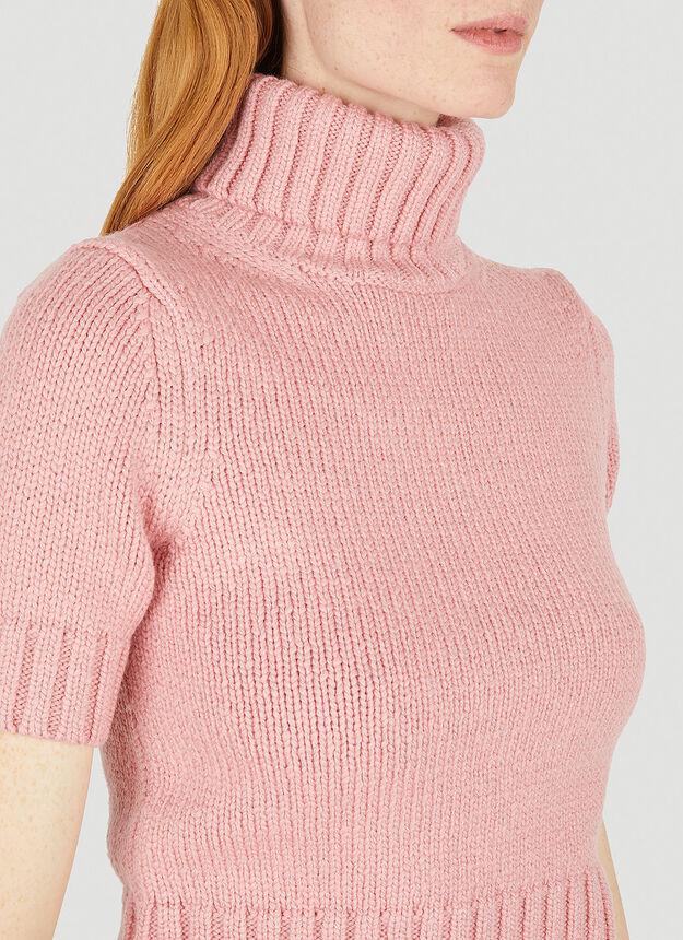 Roll Neck Knit Top in Pink商品第6张图片规格展示