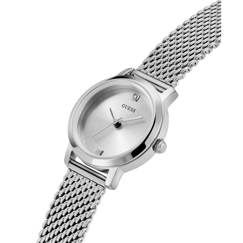 商品GUESS|Women's Silver-Tone Mesh Bracelet Watch 25mm,价格¥534,第4张图片详细描述