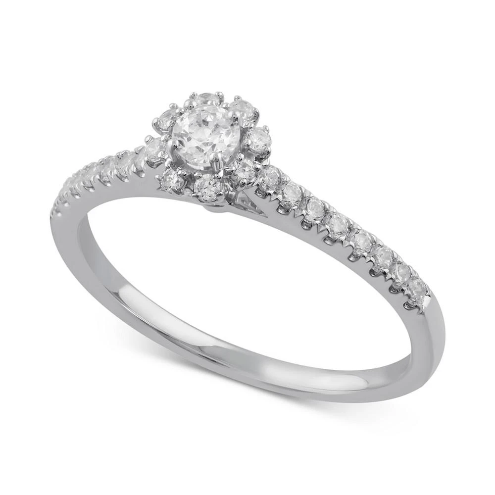 商品Macy's|Diamond Halo Engagement Ring (3/8 ct. t.w.) in 14k White Gold,价格¥8596,第1张图片