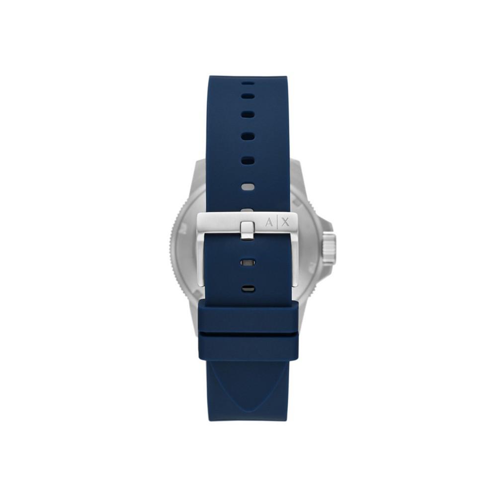 Men's Three-Hand Blue Silicone Strap Watch 42mm商品第3张图片规格展示