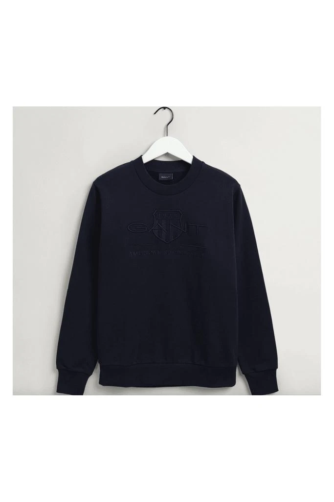 商品Gant|GANT Tonal Archive Shield Crew Neck Sweater Mens Evening Blue S,价格¥615,第1张图片