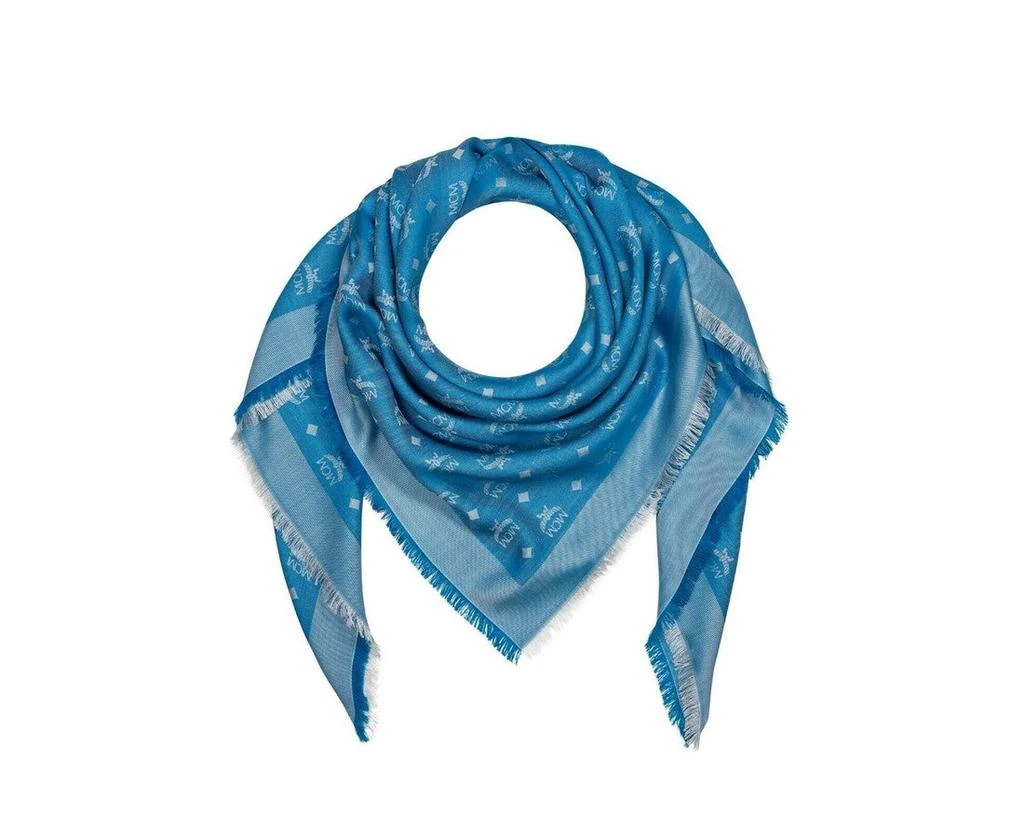 商品MCM|MCM Women's Blue Monogram Silk / Wool Jacquard Scarf Shawl MEF9SMM01HI001,价格¥2248,第1张图片