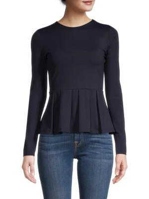 商品Susana Monaco|Long Sleeve Crew Peplum Top,价格¥249,第1张图片