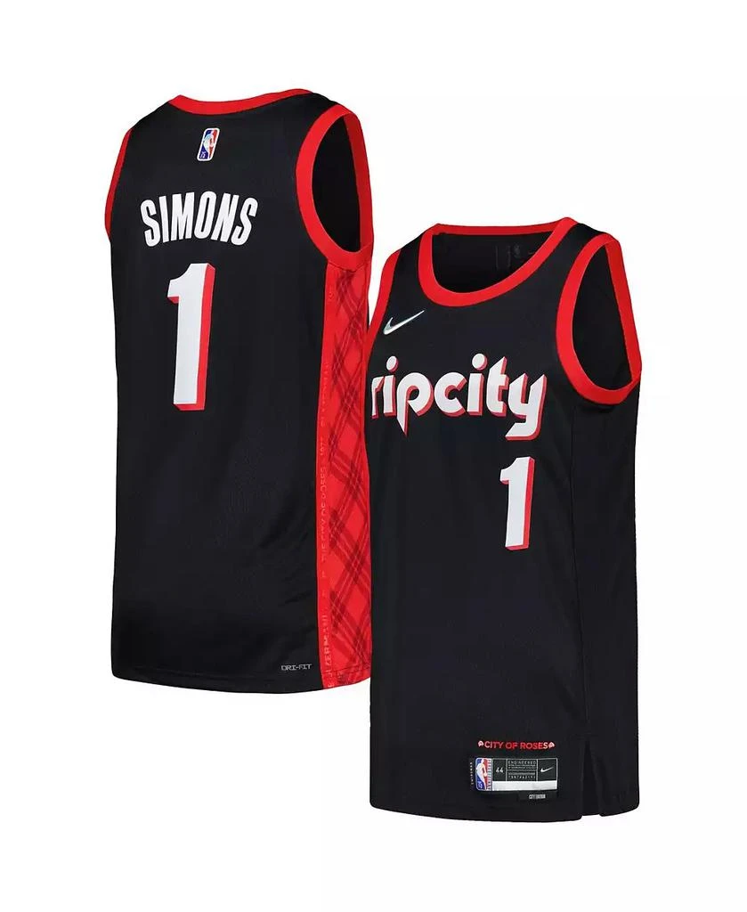 商品NIKE|Men's Anfernee Simons Black Portland Trail Blazers Swingman Player Jersey - City Edition,价格¥836,第1张图片
