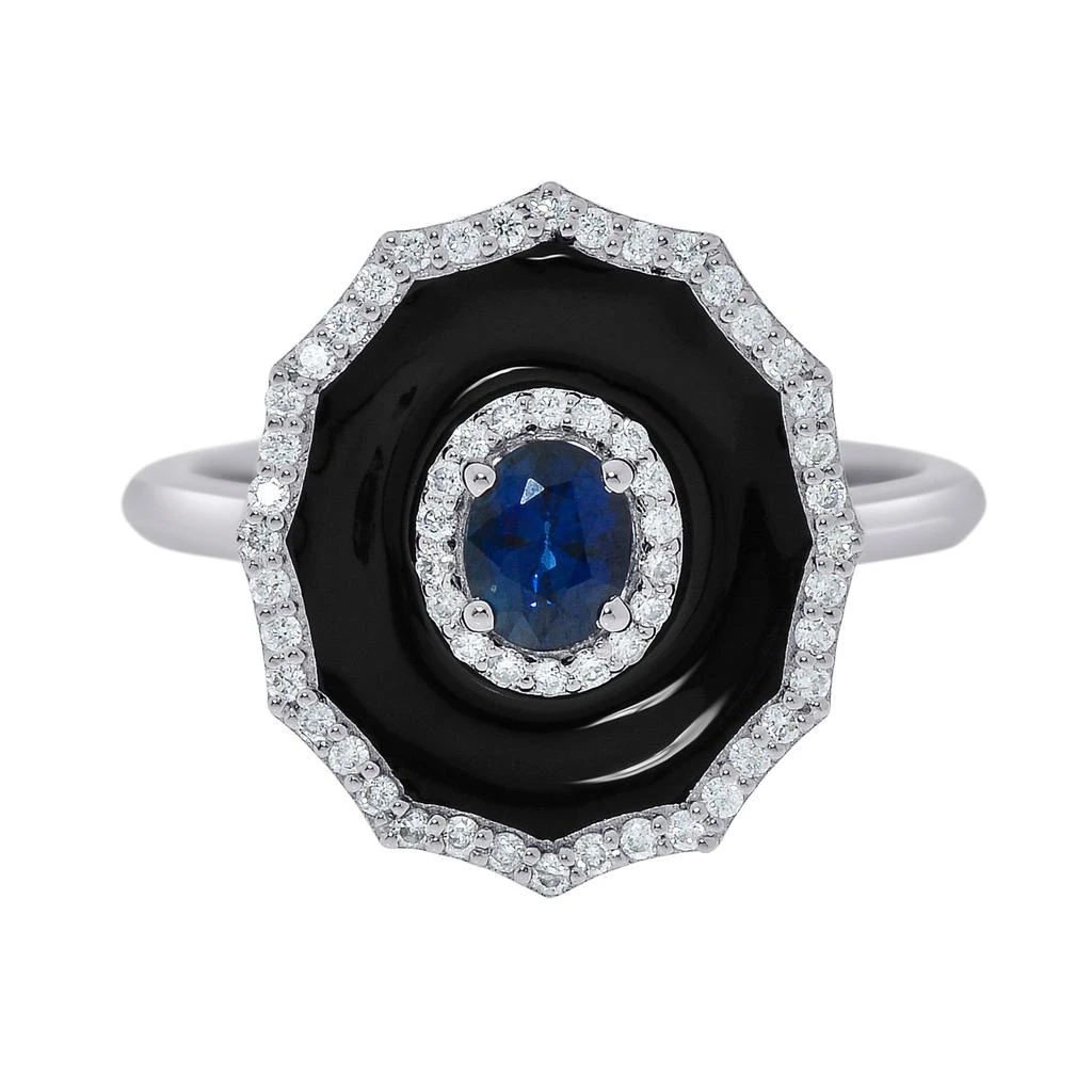 商品Zydo|Zydo 18K White Gold And Enamel, 0.40ct.tw. Blue Sapphires And 0.24ct.tw. Diamonds Cocktail Ring Sz. 7,价格¥6042,第1张图片