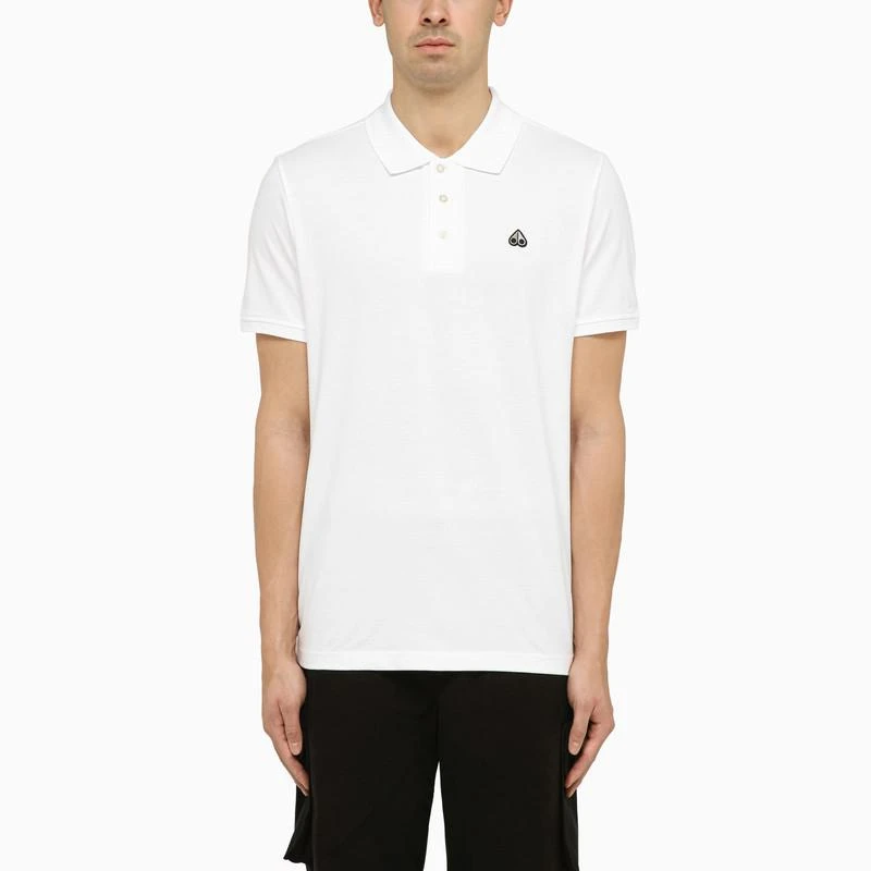 商品Moose Knuckles|Classic white cotton polo shirt with logo,价格¥790,第1张图片