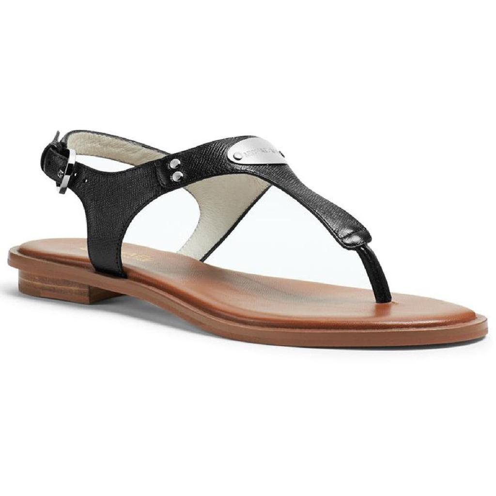 MICHAEL Michael Kors Women's Leather MK Plate T-Strap Thong Sandals商品第3张图片规格展示