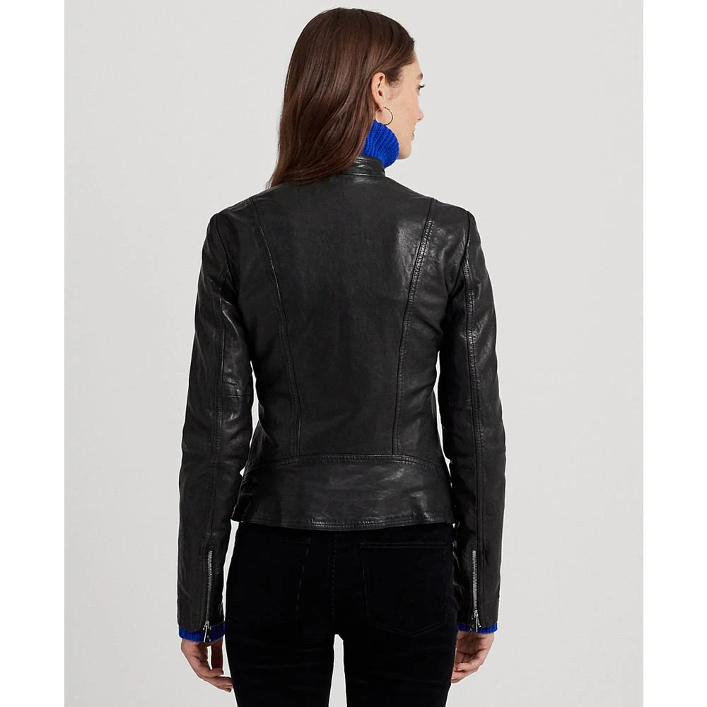 商品Ralph Lauren|Women's Tumbled Leather Moto Jacket,价格¥3710,第2张图片详细描述