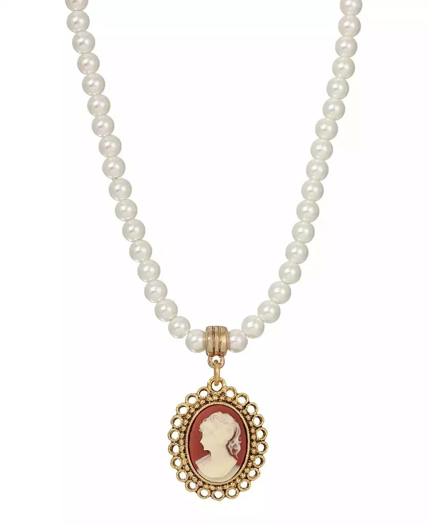 商品2028|Acrylic Imitation Pearl Cameo Pendant Necklace,价格¥270,第1张图片