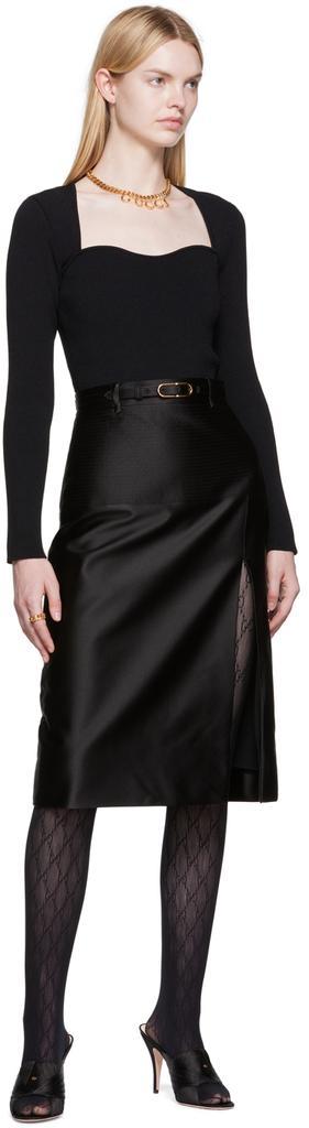 商品Gucci|Black Duchesse Midi Skirt,价格¥16798,第6张图片详细描述