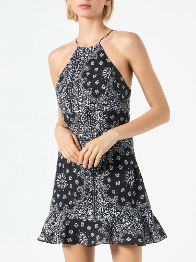 商品Mc2 Saint Barth|Black Bandanna Print Slip Dress Avrill,价格¥1711,第1张图片