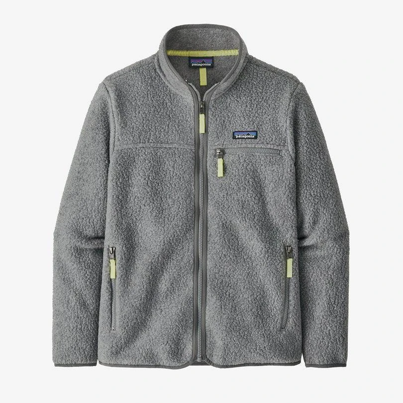 商品Patagonia|Jersey Womens Retro Pile Jacket - Salt Gray W/Jellyfish Yellow,价格¥1220,第1张图片