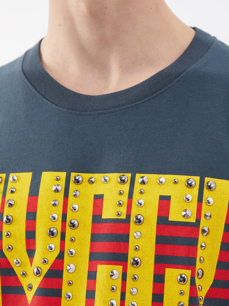 Studded logo-print cotton-jersey T-shirt商品第3张图片规格展示