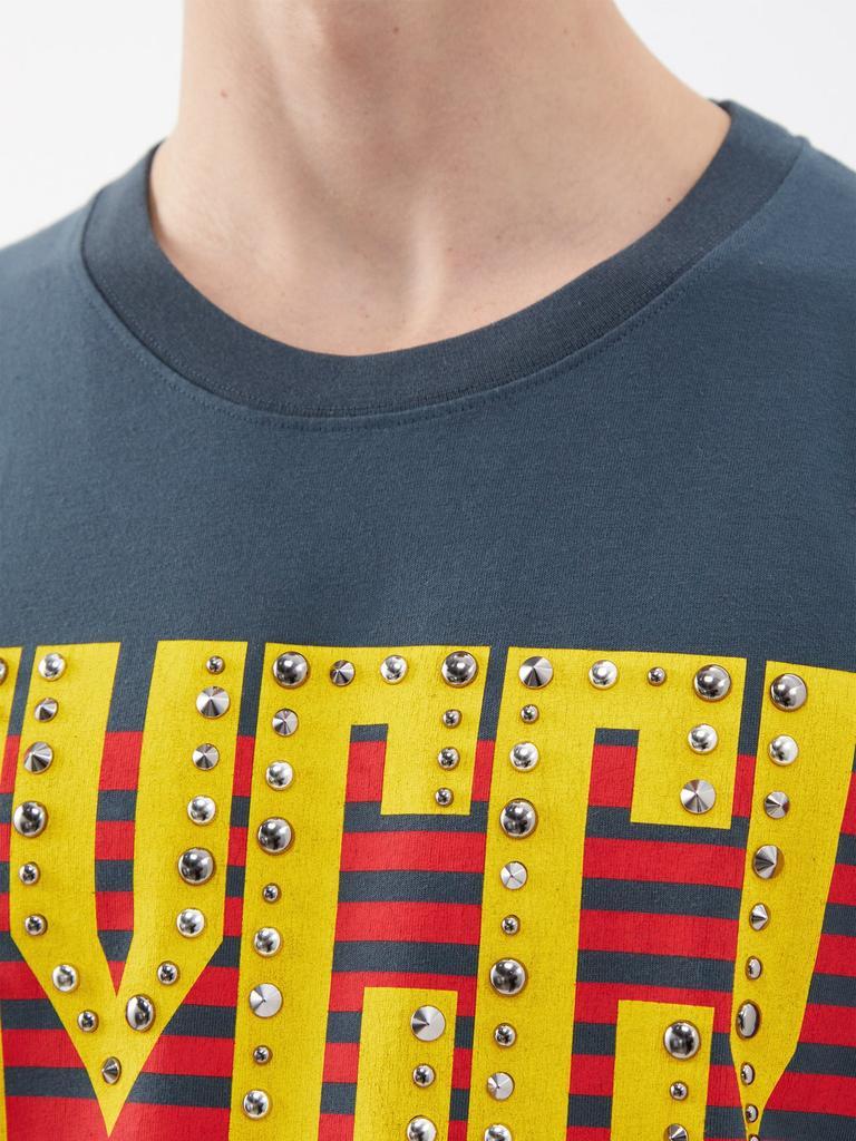 商品Gucci|Studded logo-print cotton-jersey T-shirt,价格¥5336,第5张图片详细描述