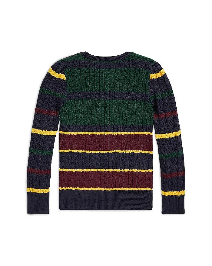 商品Ralph Lauren|Girls' Striped Mini-Cable Cotton Cardigan - Little Kid, Big Kid,价格¥316,第5张图片详细描述