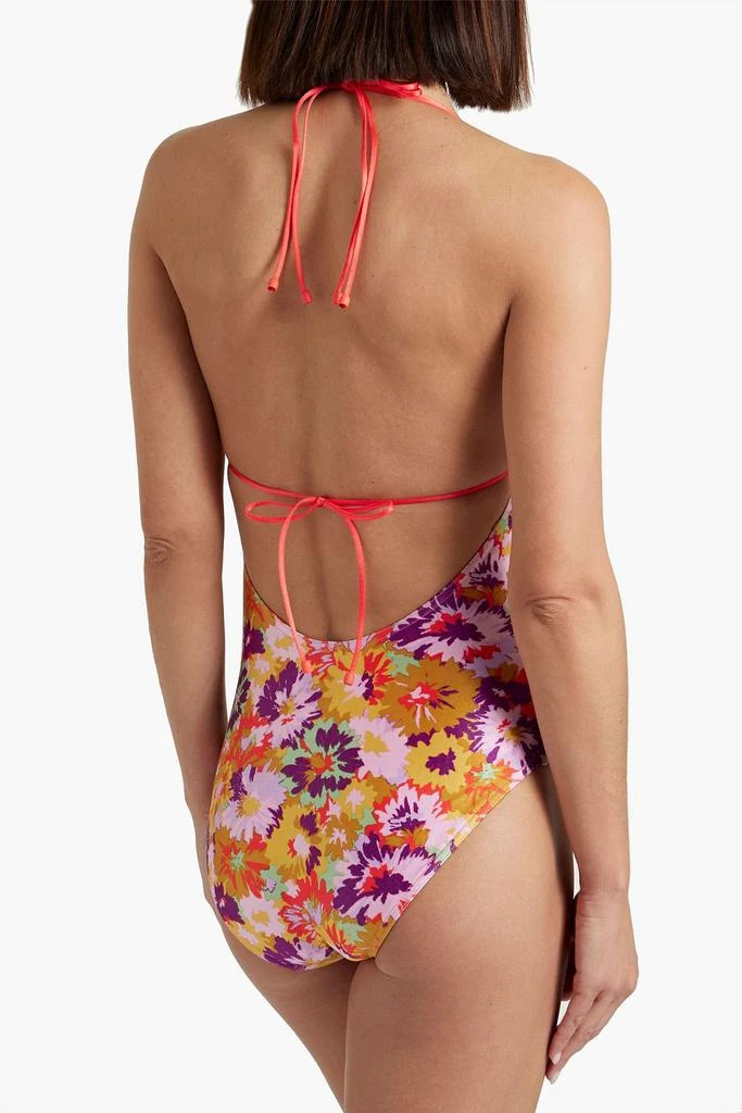 商品Zimmermann|Knotted floral-print halterneck swimsuit,价格¥748,第3张图片详细描述