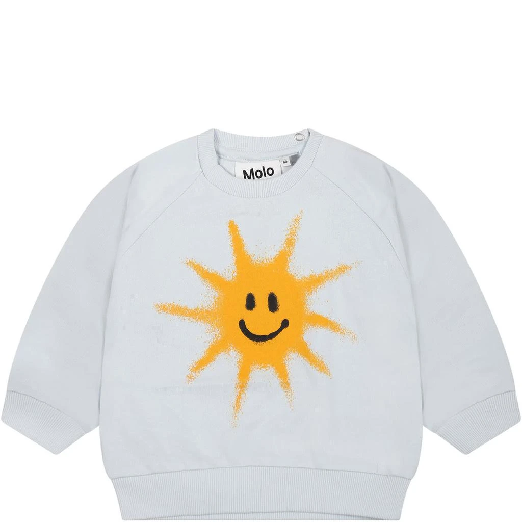 商品MOLO|Molo Light Blue Sweatshirt For Babies With Sun Print,价格¥545,第1张图片