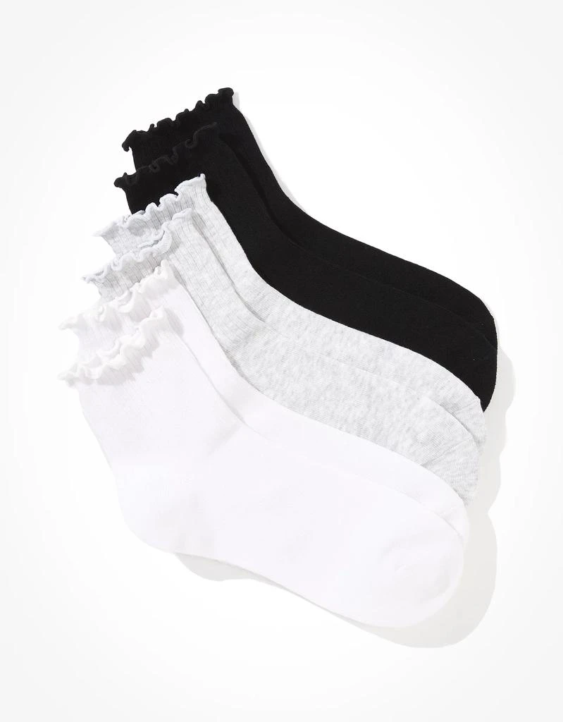 商品AE|AE Ruffle Trim Boyfriend Sock 3-Pack,价格¥120,第1张图片