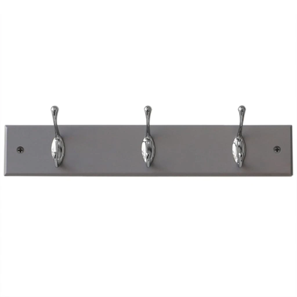 商品Home Basics|Home Basics 3 Double Hook Wall Mounted Hanging Rack, Grey,价格¥143,第1张图片